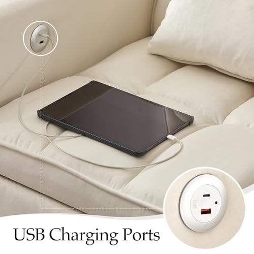 Light Grey Velvet Convertible Sleeper Sofa Couch Bed with USB T667