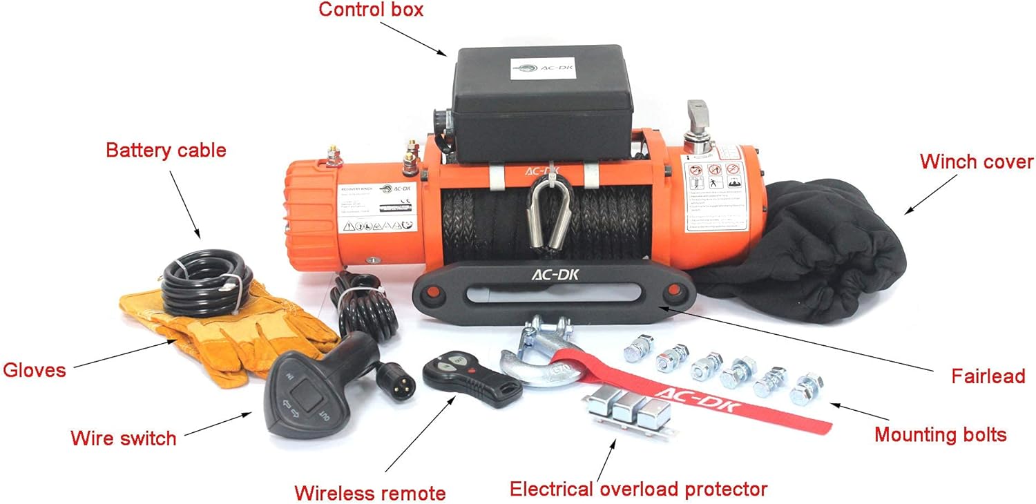 9500 lb. Electric Winch Synthetic Rope Kit 12V Waterproof IP67 with Wireless Remote G986