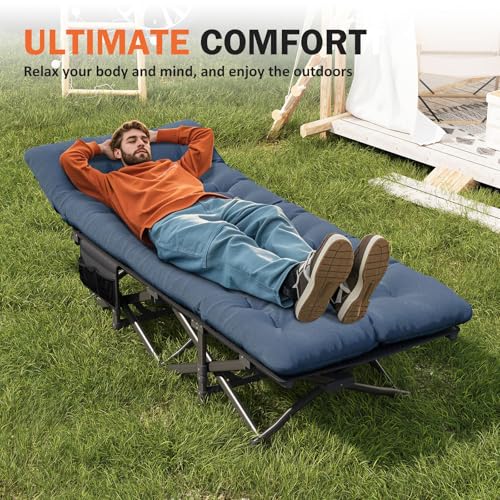 Camping Cot with Cushion Portable Folding Bed (Gray) C110
