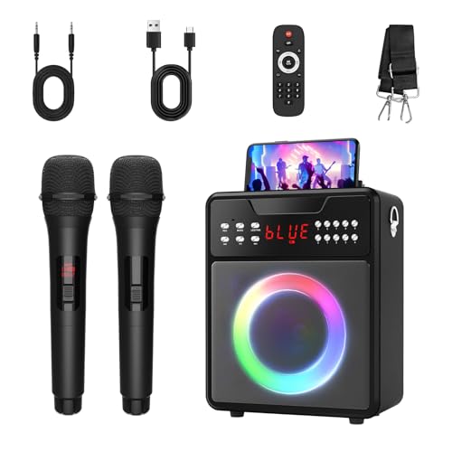 Portable Bluetooth Karaoke Machine with 2 Microphones and LED Lights G911793