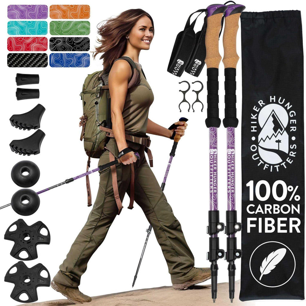 Carbon Fiber Trekking Poles Collapsible Walking R3670