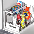2-Tier Heavy Duty Metal Slide Out Pull Out Drawers Under Sink Organizers and Storage (White) N9673