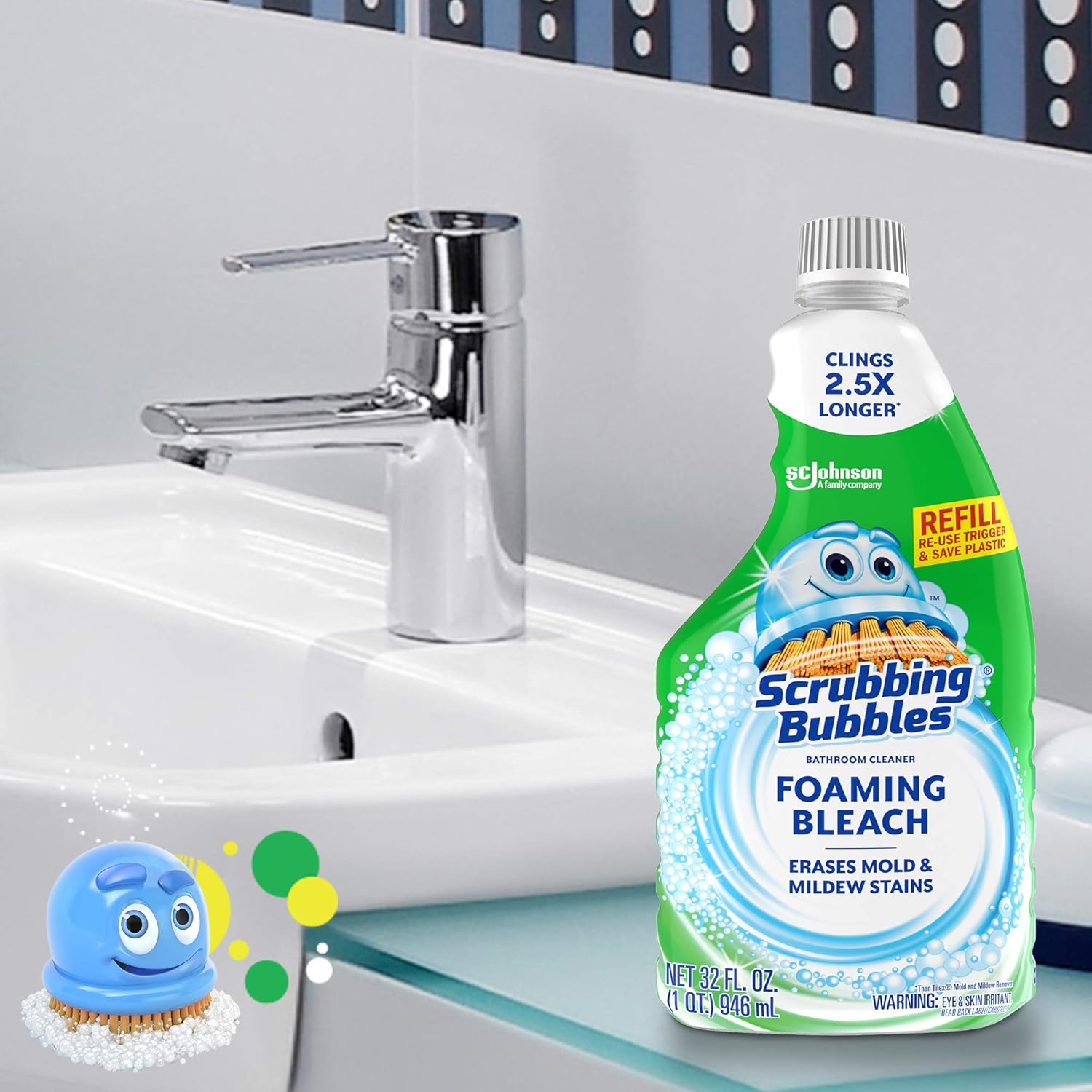 Foaming Bleach Bathroom Cleaner Refill Bottle 32 oz X812361