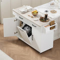 Brown Rolling Kitchen Island with Drop Leaf and 2 Drawers W33654