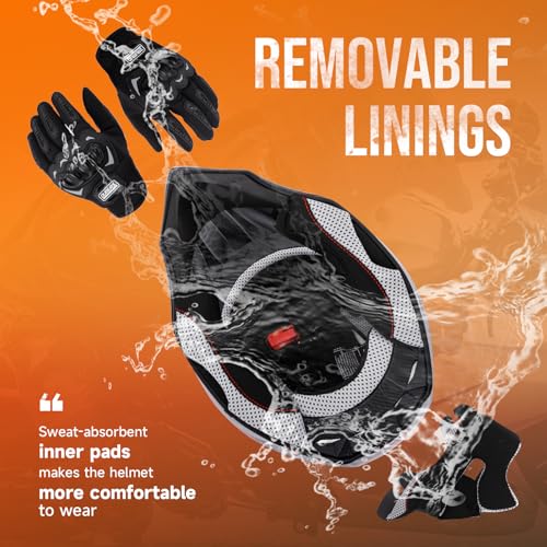 Adult ATV Dirt Bike Helmet Dual Visor with Gloves & Mask Adjustable Sun Visor Motorcycle Helmet A84592