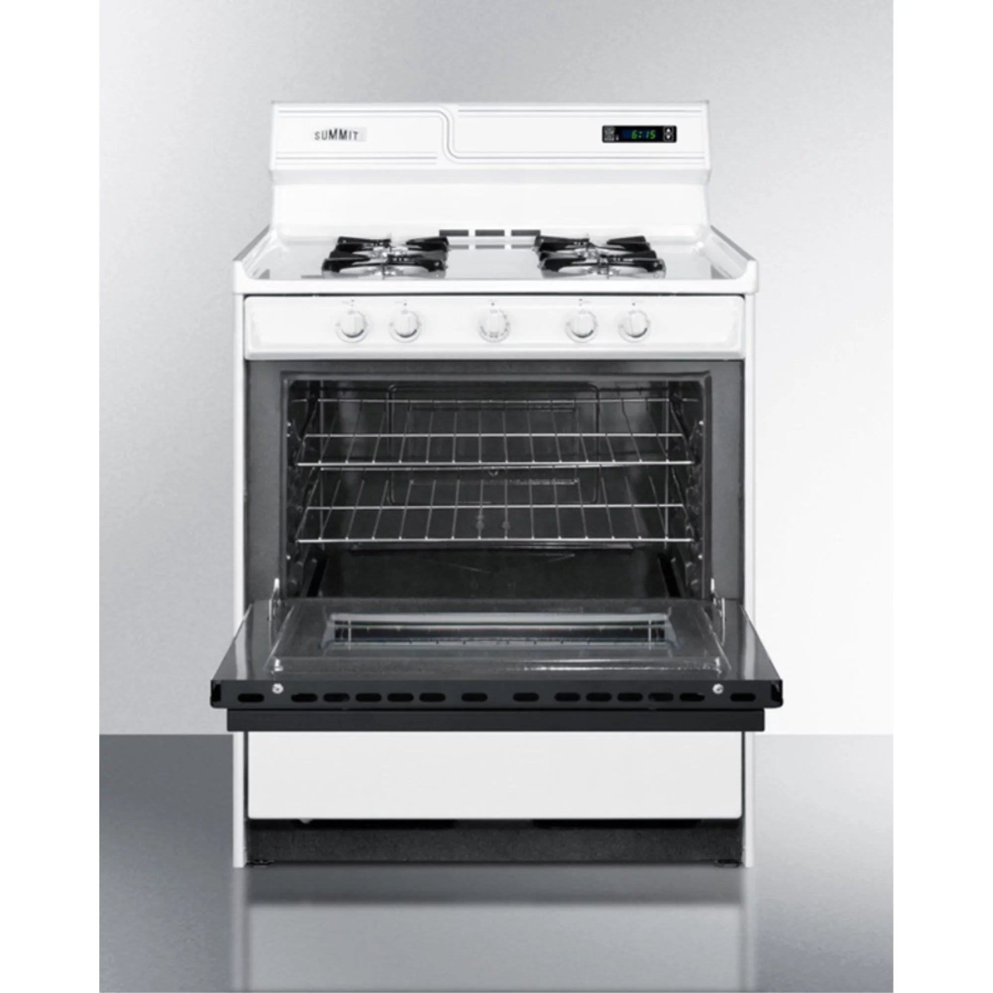 30" wide gas range in white with black door N10268