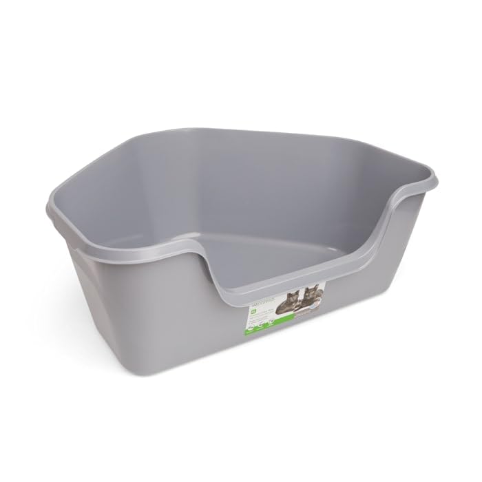 Grey High-Back Corner Litter Box E296