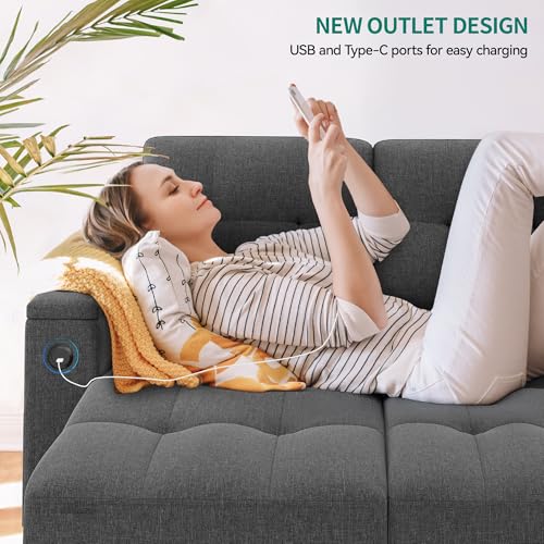 Dark Gray L-Shaped Sectional Sofa Bed with Pull Out Bed L4304