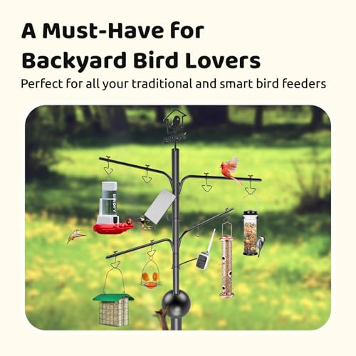 108 Inch Rust-Proof Bird Feeder Pole with Squirrel Baffle L5438