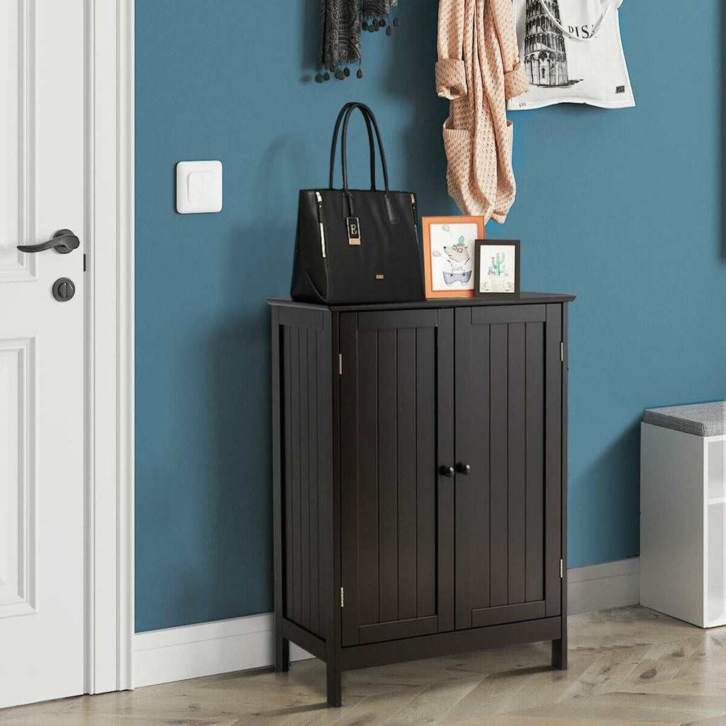 Brown Double Door Bathroom Floor Storage Cabinet F64470