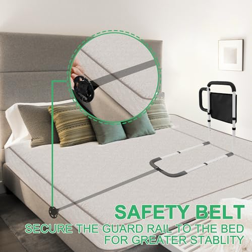 Adjustable Bed Safety Rail with Motion Light & Storage Pocket W523879