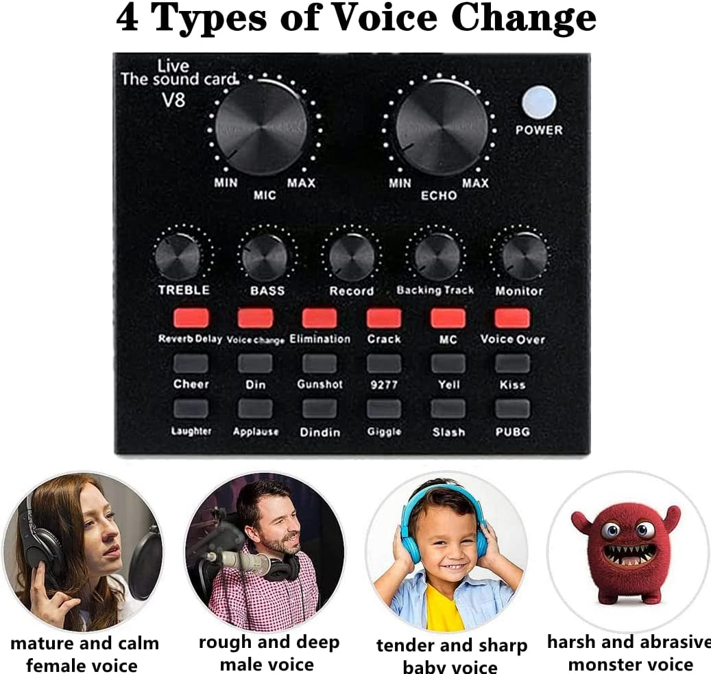 Podcast Equipment Bundle with Voice Changer Live Sound Card Audio Interface Pack of 2 Y52459