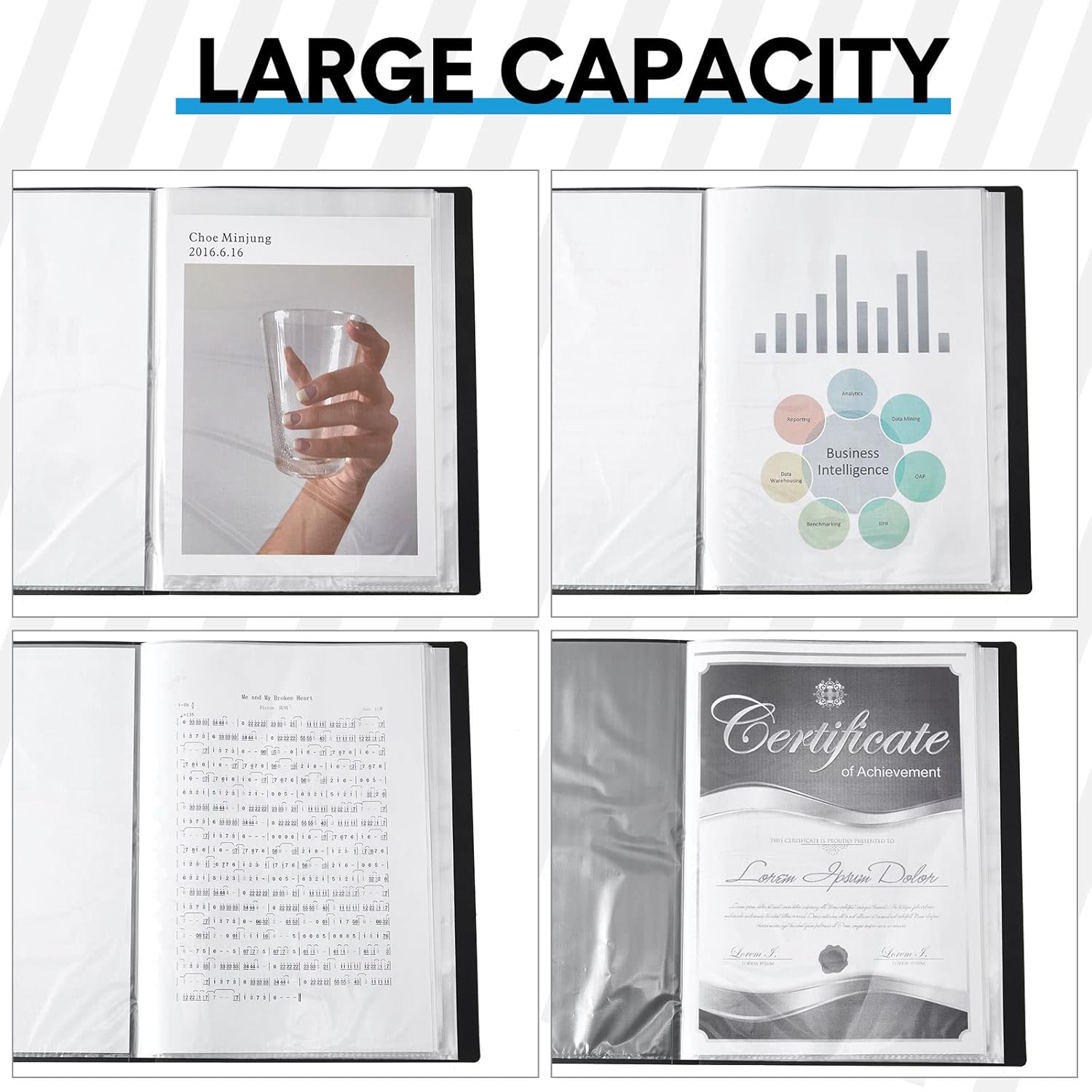 24 Pcs Black 30 Pocket Art Portfolio Binder P9842