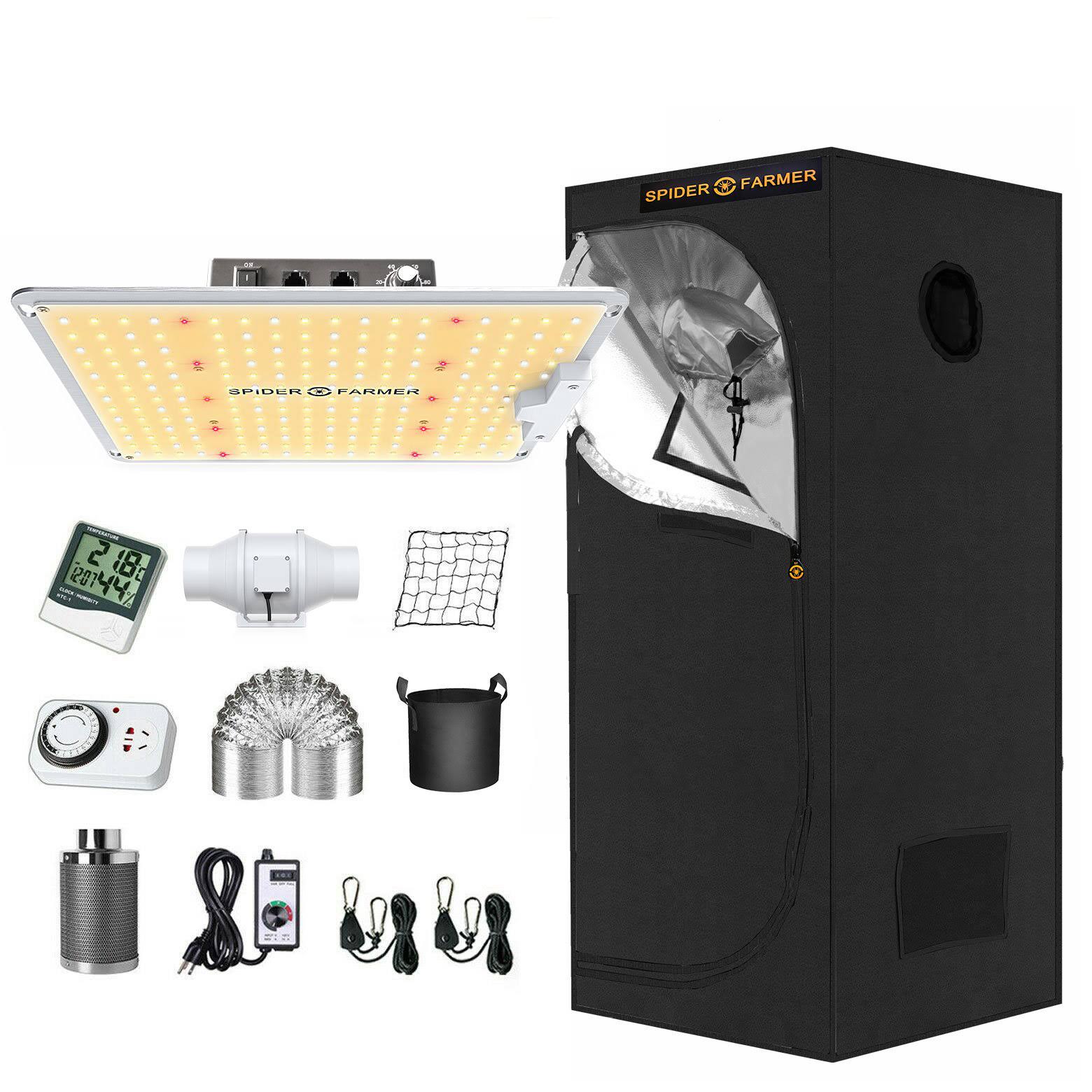 70x70x160cm LED Grow Light Full Spectrum Grow Tent Kits Carbon Filter U7795