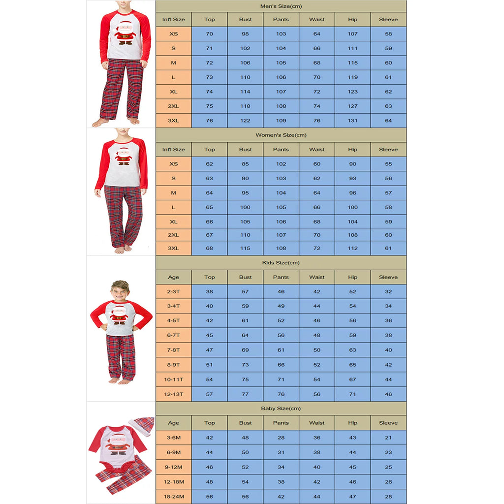 Christmas Family Matching Pajamas Set Santa Claus Plaid Sleepwear R72711
