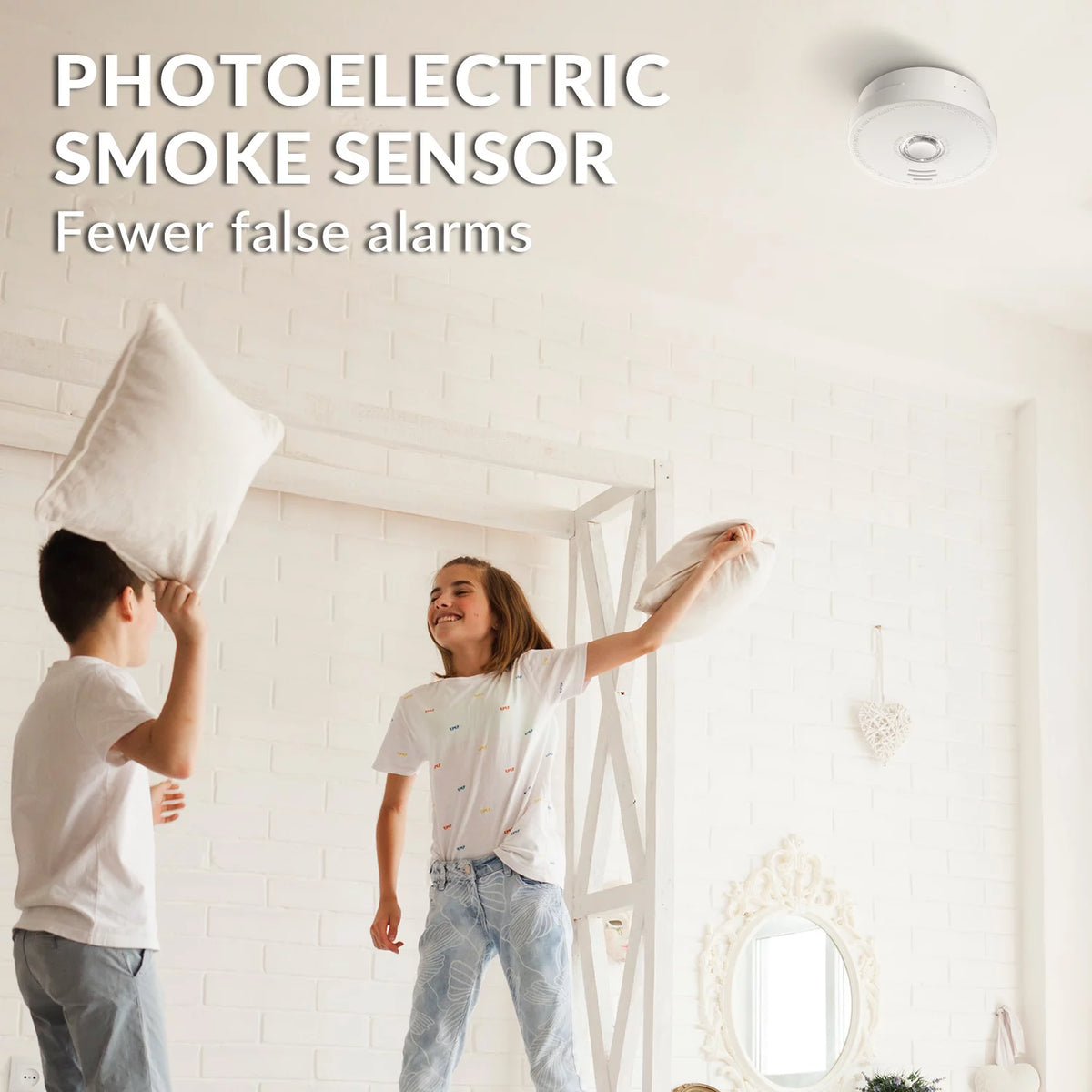 2 Pack 9V Battery Operated Photoelectric Smoke Alarm Y821