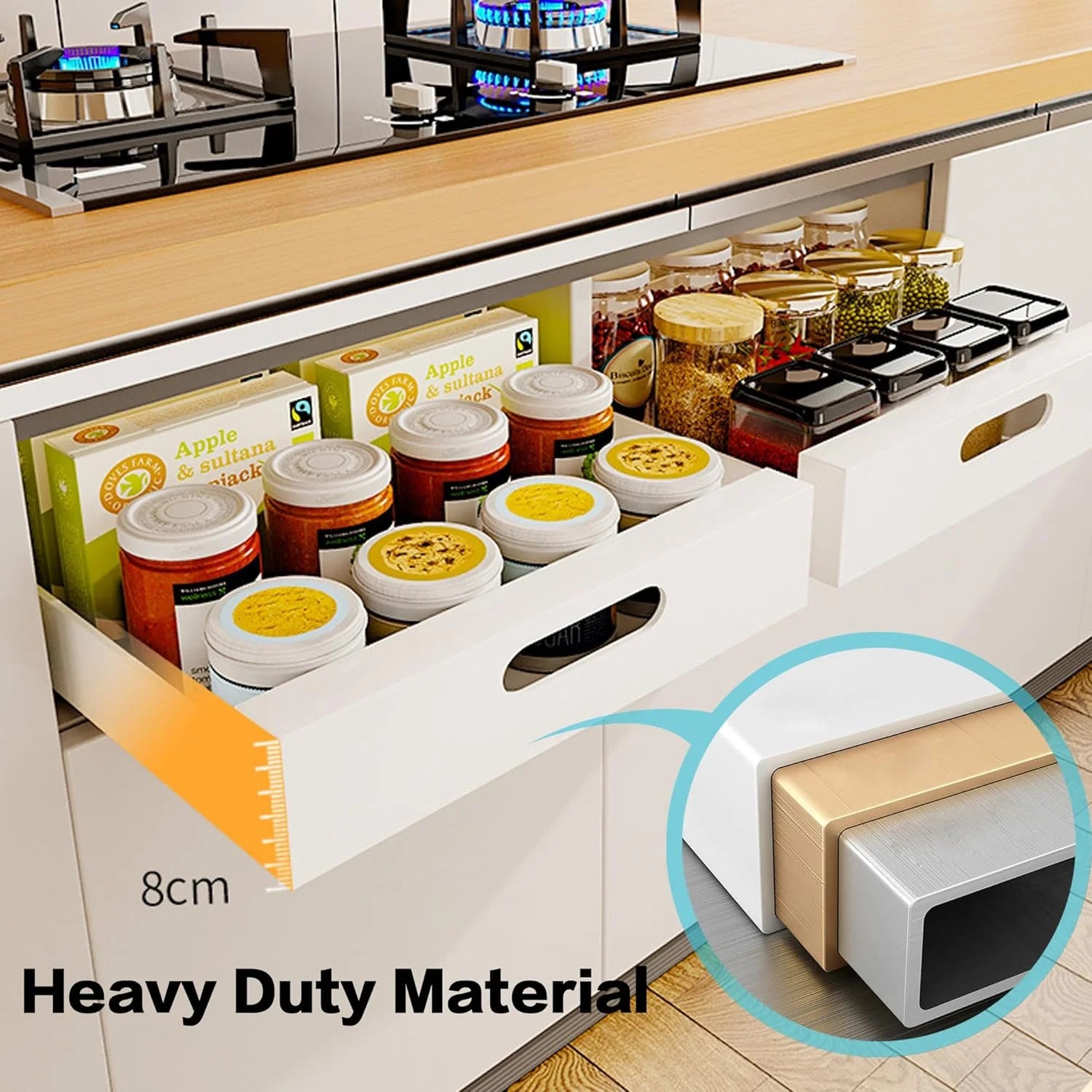 2 Pack Pull Out Drawers for Cabinets, 10W x 16.9D x 3.1H Carbon Steel A218