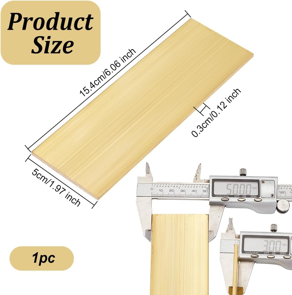 Rectangle Brass Sheet 6 Inch Length x 2 Inch Width x 1/8 Inch Thick Gold D996895
