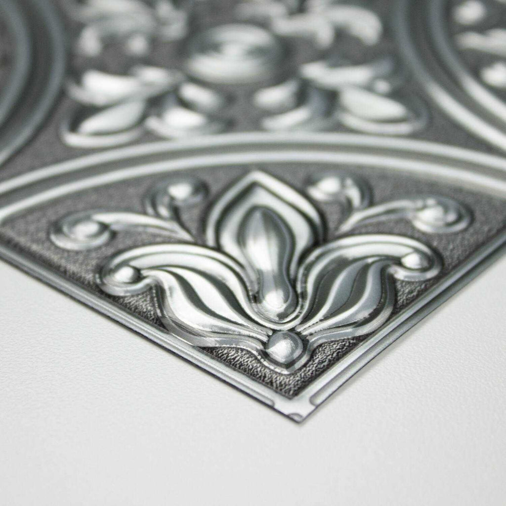 Silver Tin Peel and Stick Tile Backsplash H51181