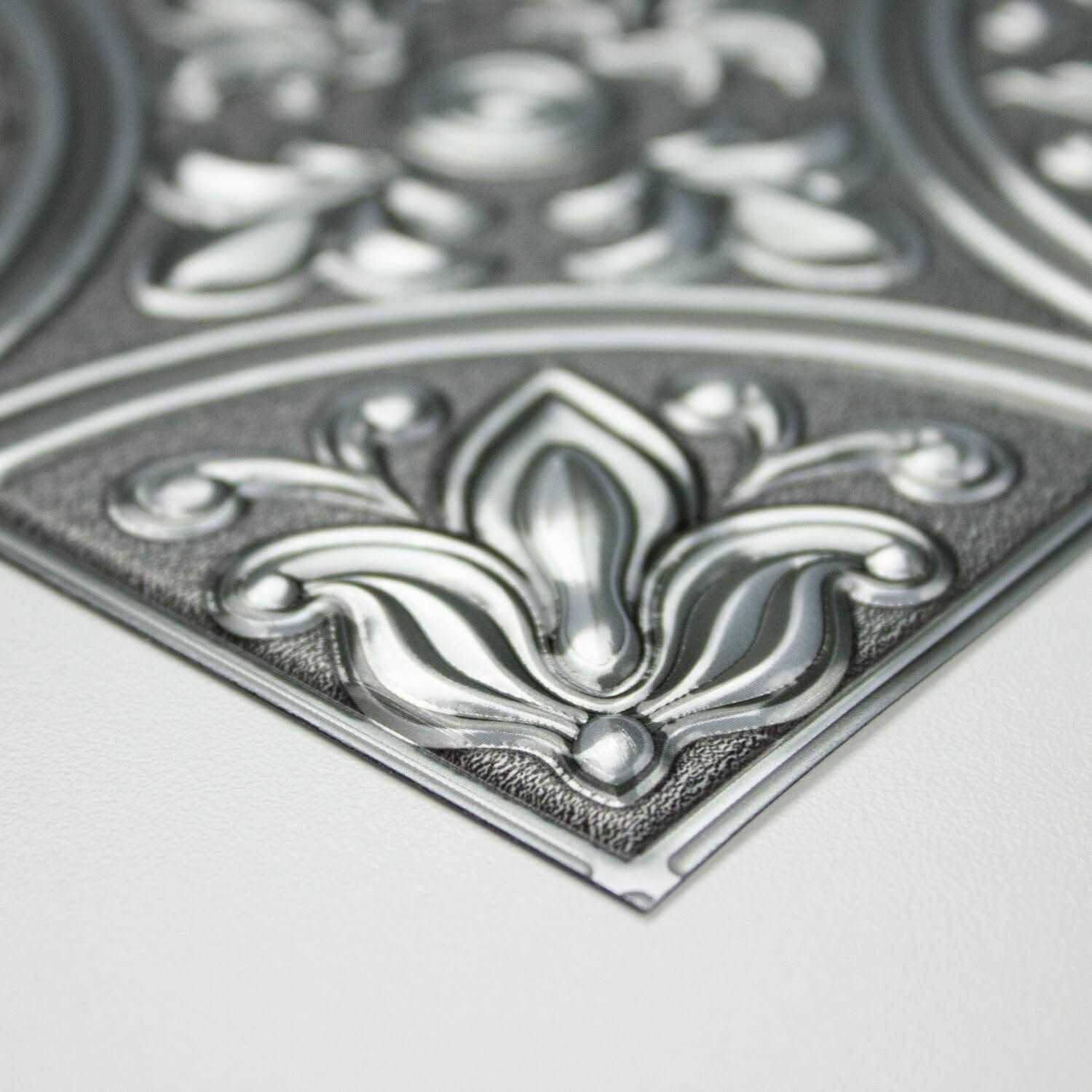 Silver Tin Peel and Stick Tile Backsplash H51181