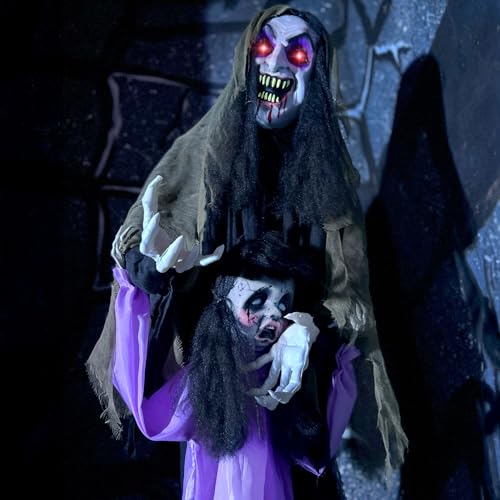 5.25-ft. Standing Gravekeeper Animatronic with Red LED Eyes and Sound Effects W73160