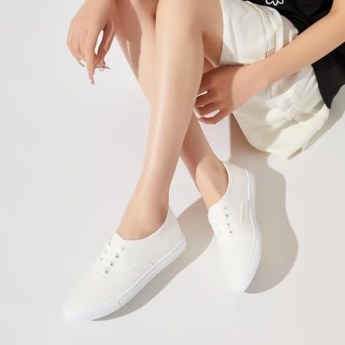 White Low Top Canvas Sneakers Z683