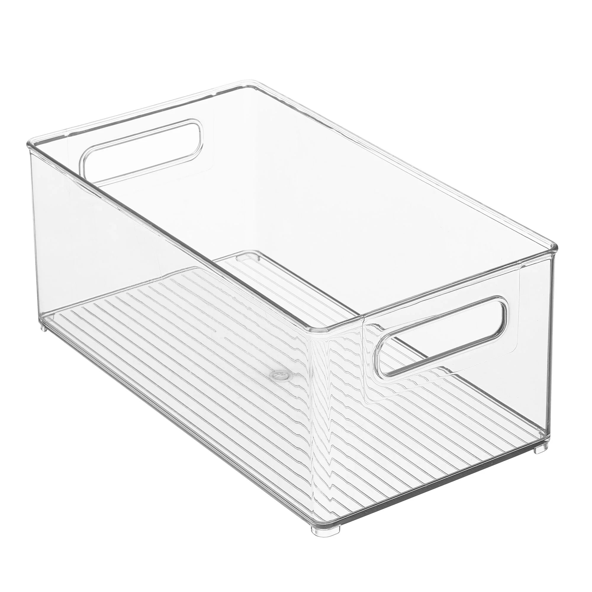 Large Deep Plastic Storage Organizer Bin with Handles, Clear M10652