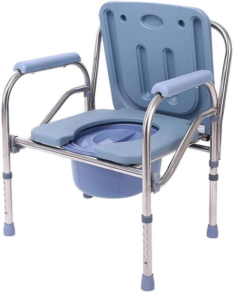 Portable Bedside Commode Chair, Non Slip Mobile Toilet, Adjustable Height Extra Wide with Bucket Splash Guard X10864