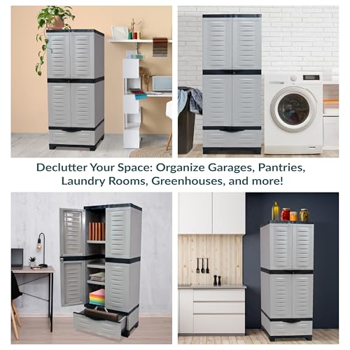 Lockable Storage Cabinet with 3 Adjustable Shelves - 57.5" H - Shadow C5323