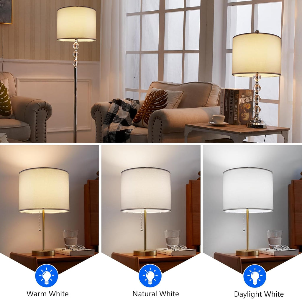 Set of 2 White Fabric Drum Lamp Shades, 12" x 12" x 8" J134