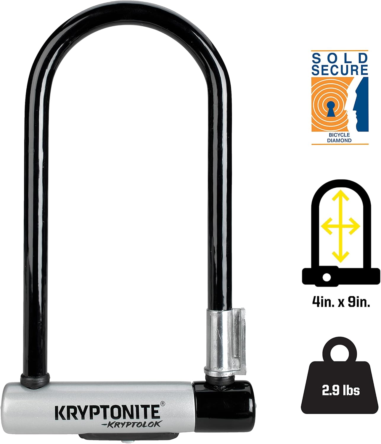 Black Heavy Duty Bike U-Lock with Mounting Bracket and Keys G639202