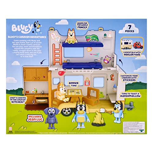 Bluey Caravan Playset with 2.5-3 inch Figures, Camper Van, 2 Figures, 5 Accessories, 1 Sticker Q216