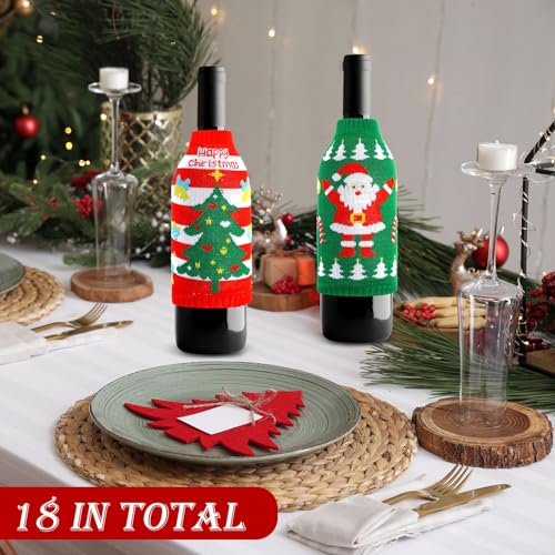 18 Pcs Christmas Knit Bottle Covers Thermocoolers for Cans Soda Beverages O455020
