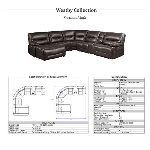 Brown Power Modular Reclining Sectional Sofa O969087