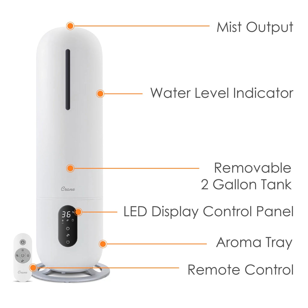 White 2 Gallon Cool Mist Humidifier S335