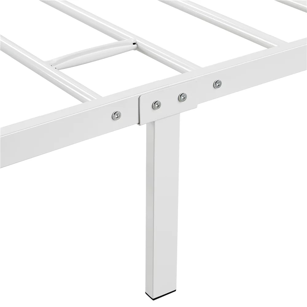 White Twin Metal Canopy Bed Frame with Headboard and Footboard G966182