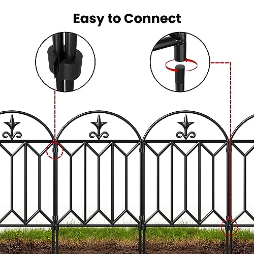 10 panels Decorative Garden Fences and Borders 24in(H)×10ft(L) No Dig Metal Fence Panel O674770