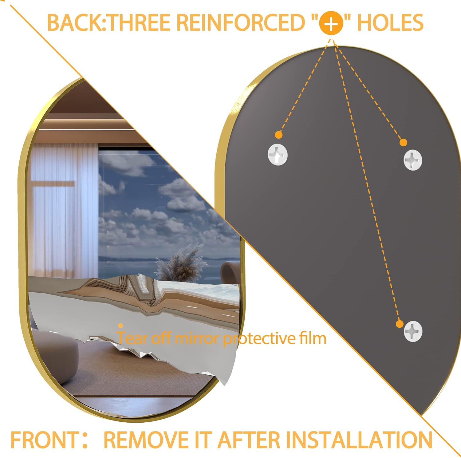 Gold Metal Frame Oval Wall Mirror M99472
