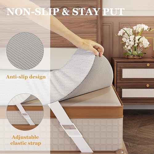 Twin XL Size Cooling Gel Memory Foam Mattress Topper with Removable Washable Cover N79956