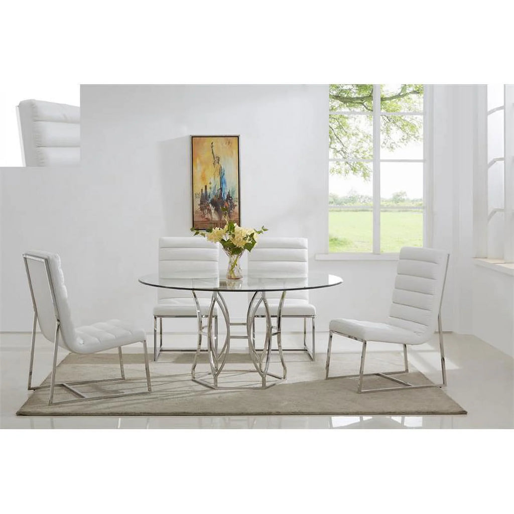 54" Stainless Steel Glass Round Dining Table T341697