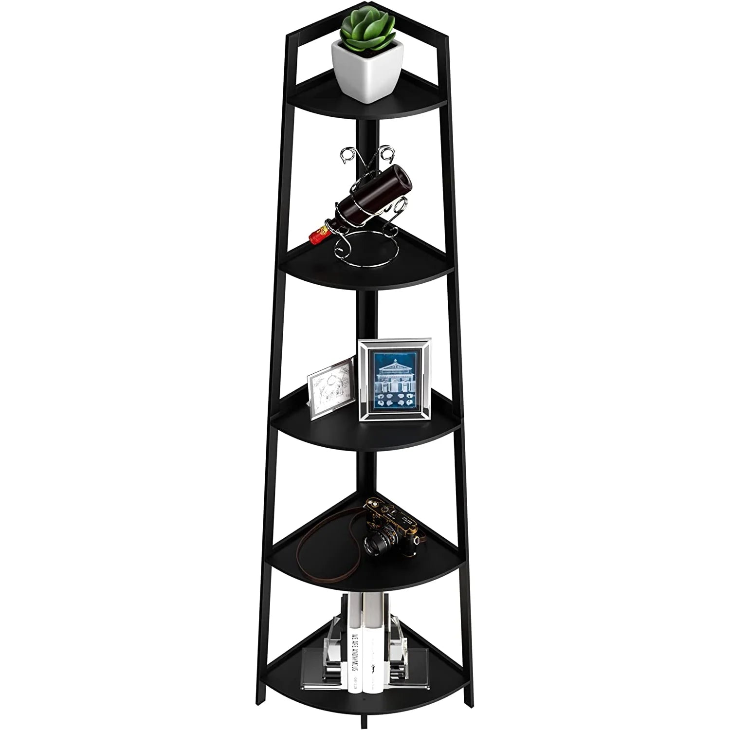Black 5-Tier Corner Bookshelf A2444