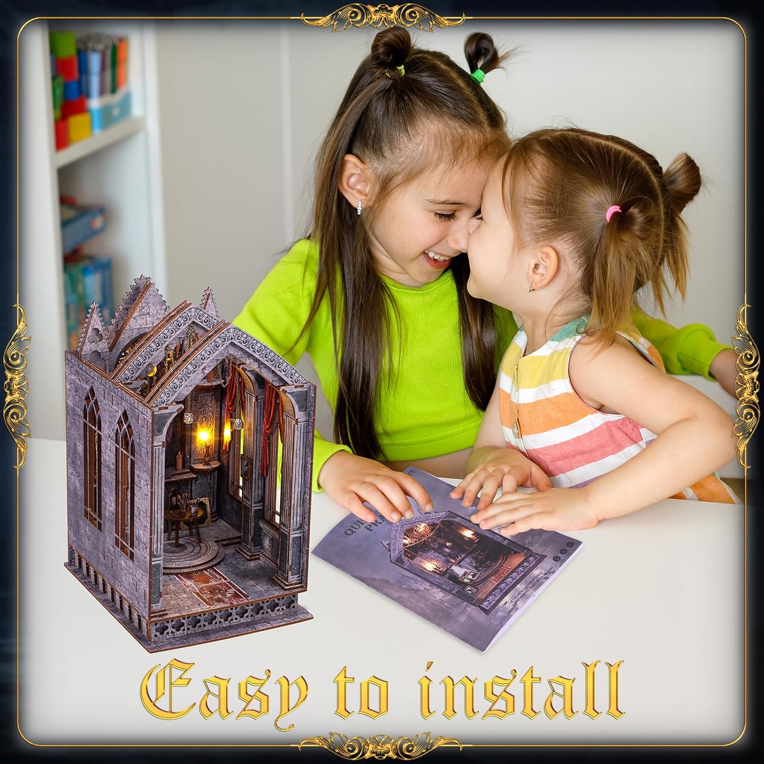 3D Wooden Puzzle Bookshelf Insert with LED Light K613