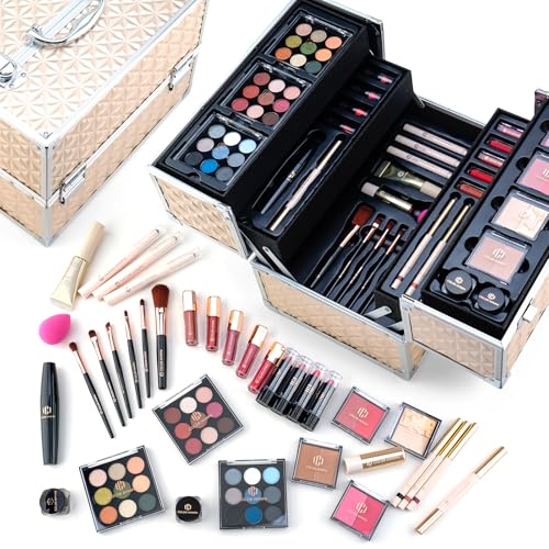 Professional Makeup Set with Storage Train Case, Pink K231123