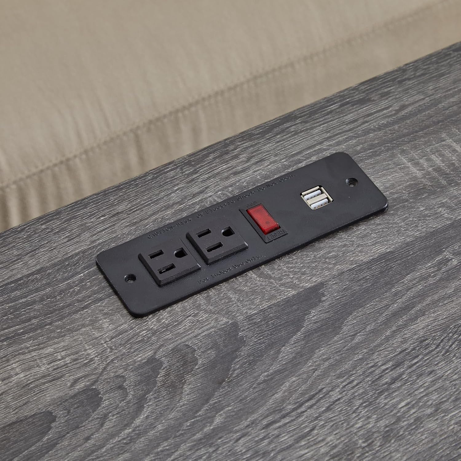 Grey Set of 2 Nightstand with Drawer and Charging Station V509