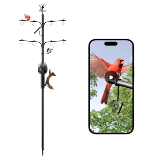 108 Inch Rust-Proof Bird Feeder Pole with Squirrel Baffle L5438