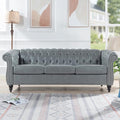 Orange 3 Seater PU Chesterfield Couch with Wooden Legs X365221