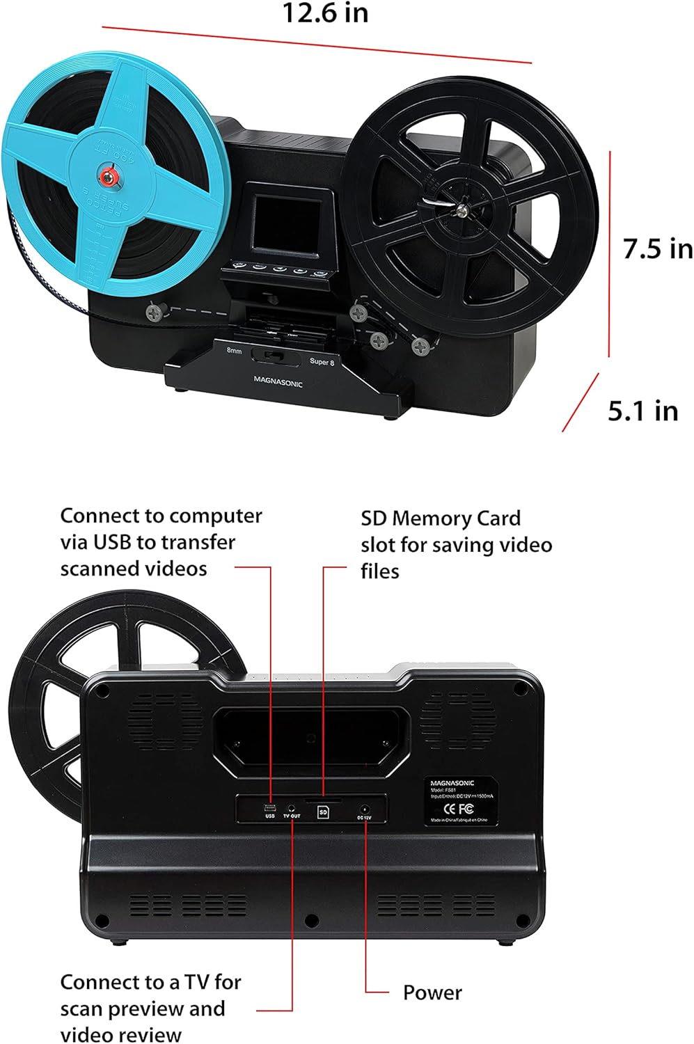 Super 8/8mm Film Scanner with 2.3 Screen T814708