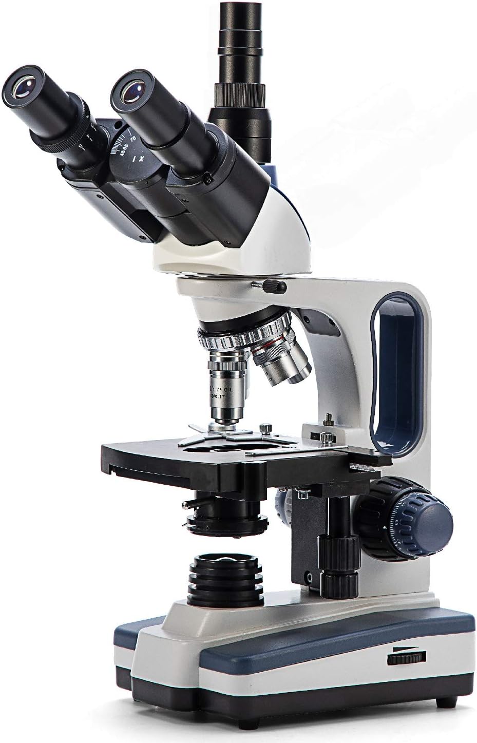 Trinocular Compound Microscope, 40X-2500X Magnification, Siedentopf Head, Two-Layer Mechanical Stage, 1.3mp Camera K626