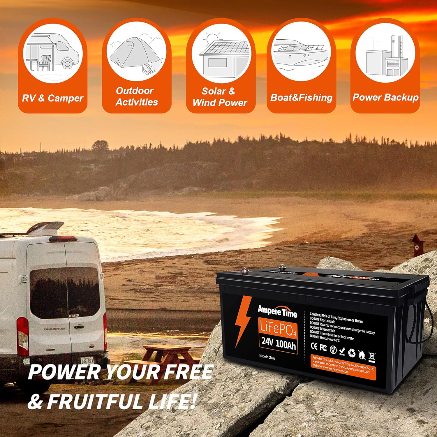 24V 100Ah LiFePO4 Deep Cycle Lithium Battery with 100A BMS A2111