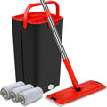 Mop and Bucket with Wringer Set, Stainless-Steel Handle, 3 Washable Microfiber Pads A8820